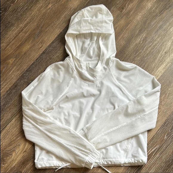 lululemon athletica Jackets & Blazers - Lululemon White Hooded Mesh Pullover